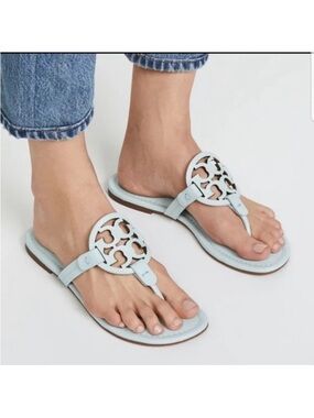 Tory Burch Light Blue Leather Sandals
